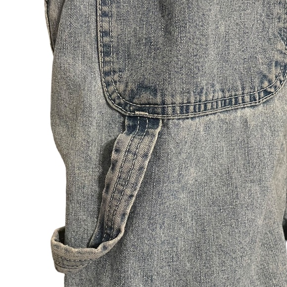 Route 66 Vintage 90's Y2K Denim Jean Overall Shorts Floral Embroidery Size L - Picture 12 of 13